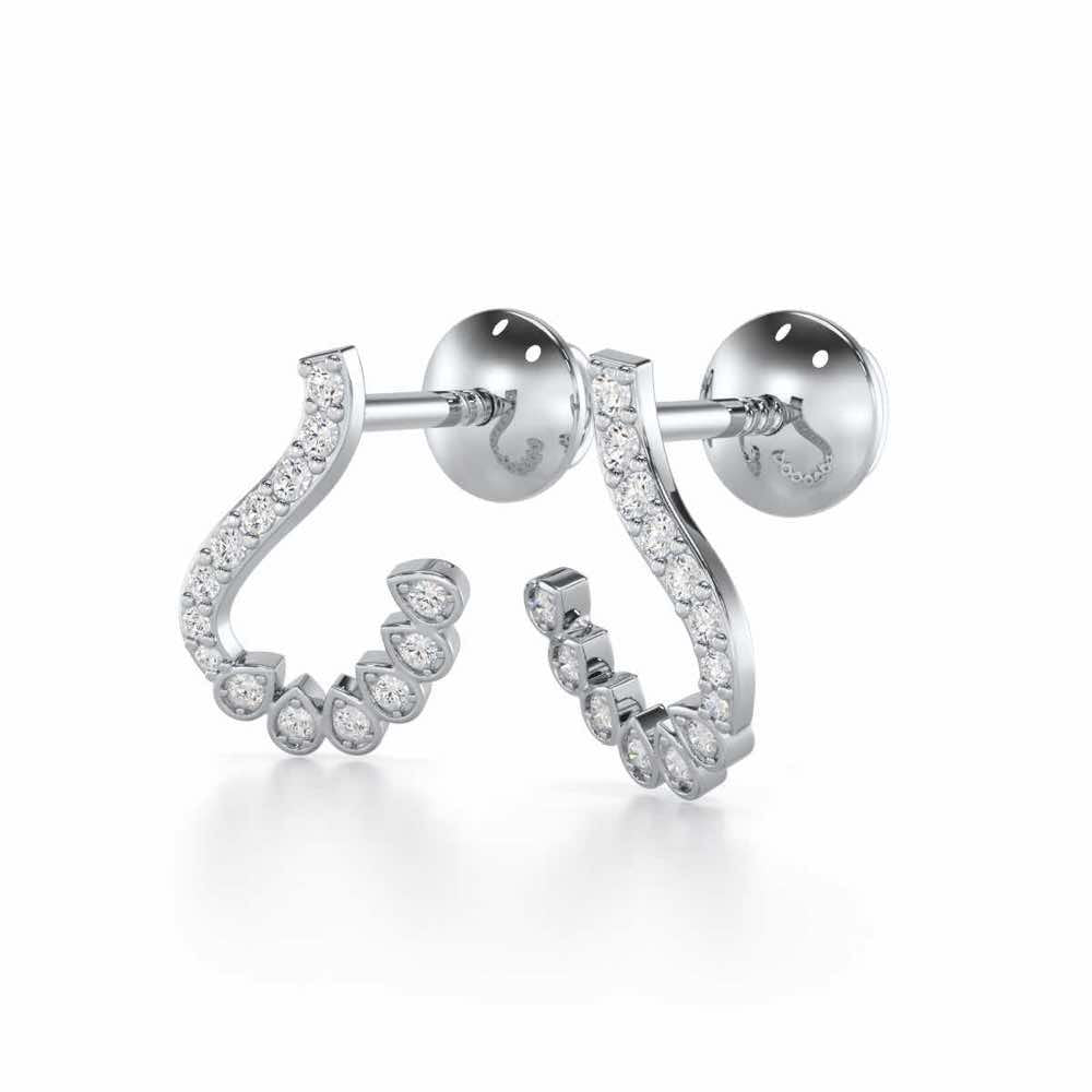 Enchanting Eloquence Silver Stud Earrings - White Gold - Image 3