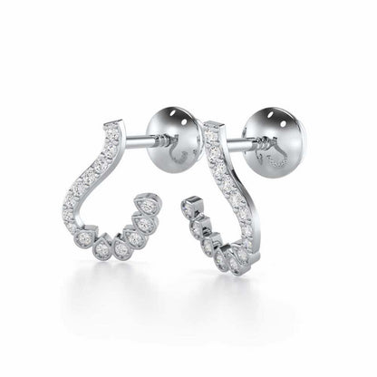 Enchanting Eloquence Silver Stud Earrings - White Gold - Image 3