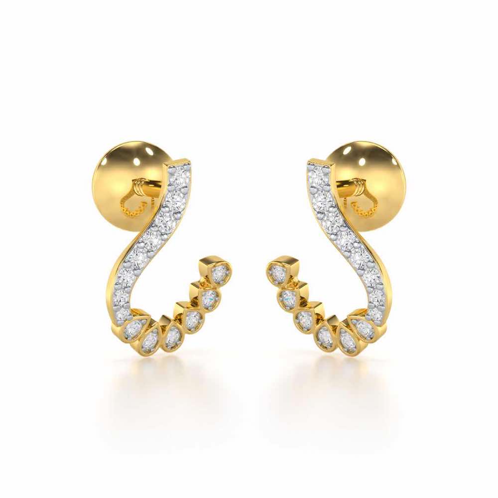 Enchanting Eloquence Silver Stud Earrings - Yellow Gold - Image 1