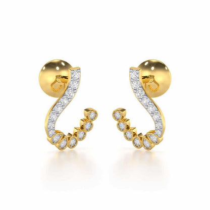 Enchanting Eloquence Silver Stud Earrings - Yellow Gold - Image 1