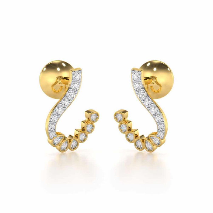 Enchanting Eloquence Silver Stud Earrings - Yellow Gold - Image 1
