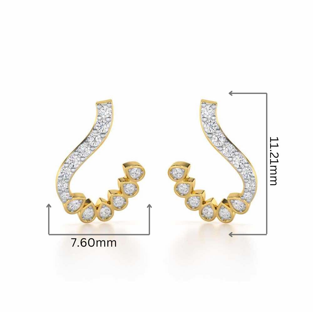 Enchanting Eloquence Silver Stud Earrings - Yellow Gold - Image 2