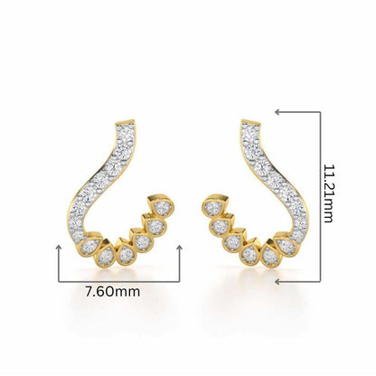 Enchanting Eloquence Silver Stud Earrings - Yellow Gold - Image 2