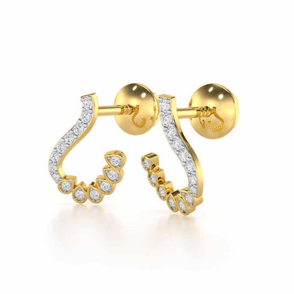 Enchanting Eloquence Silver Stud Earrings - Yellow Gold - Image 3