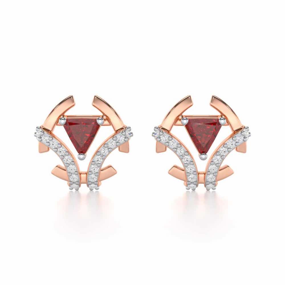 Enchanting Enigma Garnet Silver Earrings - Rose Gold - Image 1