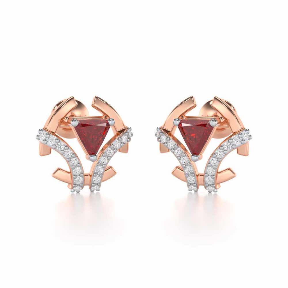 Enchanting Enigma Garnet Silver Earrings - Rose Gold - Image 2
