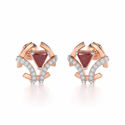 Enchanting Enigma Garnet Silver Earrings - Rose Gold - Image 2