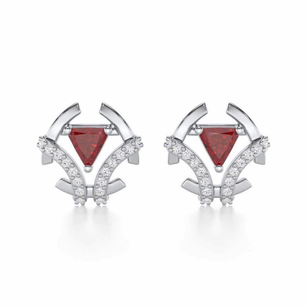 Enchanting Enigma Garnet Silver Earrings - White Gold - Image 1