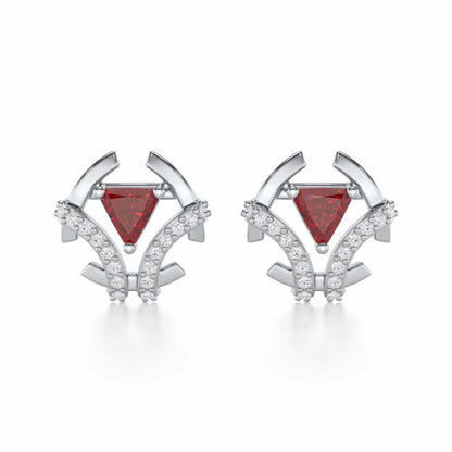 Enchanting Enigma Garnet Silver Earrings - White Gold - Image 1
