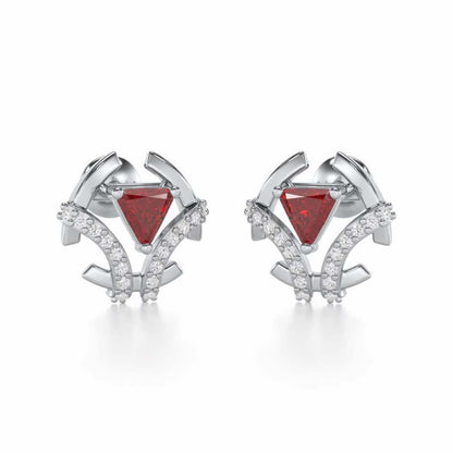 Enchanting Enigma Garnet Silver Earrings - White Gold - Image 2
