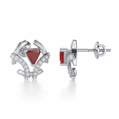 Enchanting Enigma Garnet Silver Earrings - White Gold - Image 4