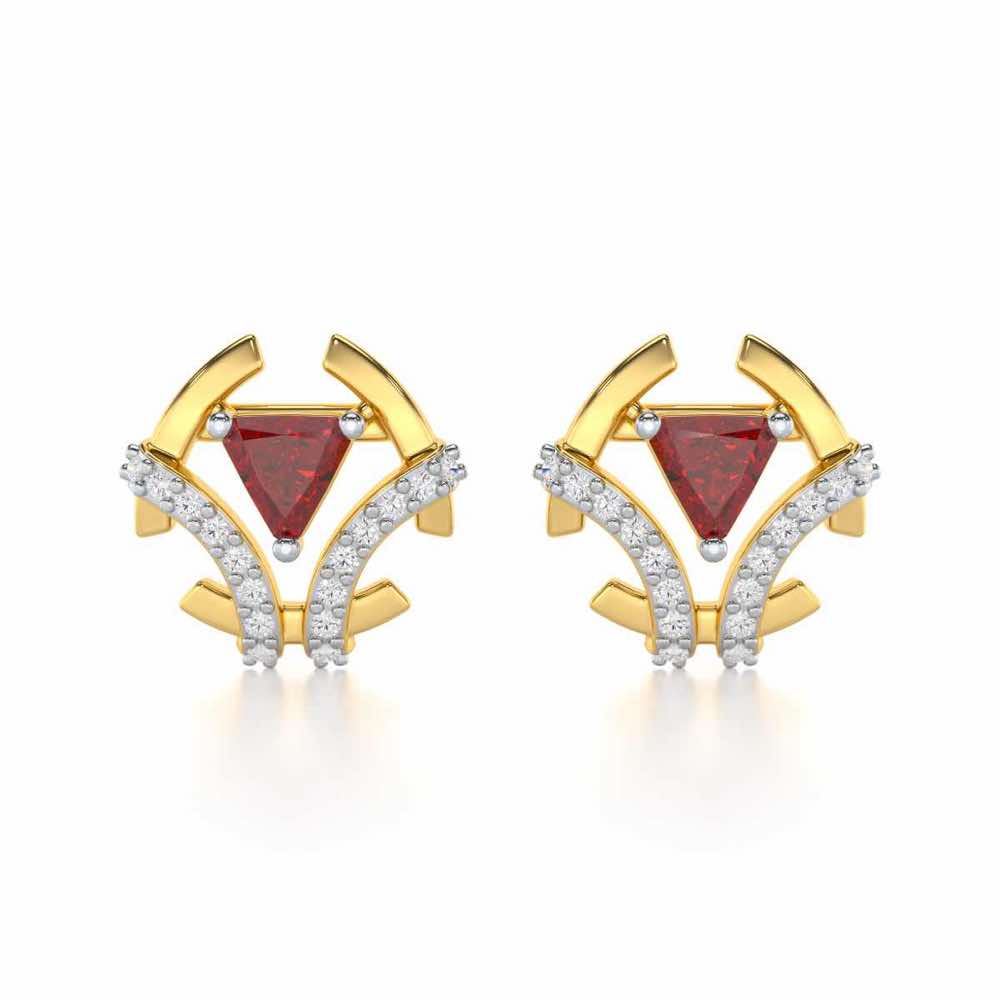 Enchanting Enigma Garnet Silver Earrings - Yellow Gold - Image 1