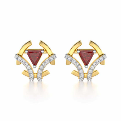 Enchanting Enigma Garnet Silver Earrings - Yellow Gold - Image 1