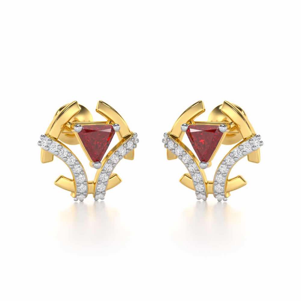 Enchanting Enigma Garnet Silver Earrings - Yellow Gold - Image 2