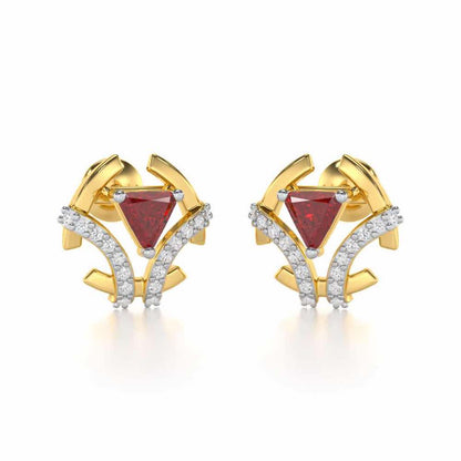 Enchanting Enigma Garnet Silver Earrings - Yellow Gold - Image 2