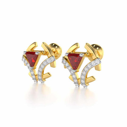 Enchanting Enigma Garnet Silver Earrings - Yellow Gold - Image 3