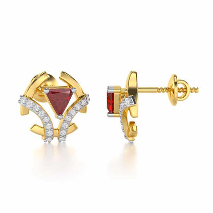 Enchanting Enigma Garnet Silver Earrings - Yellow Gold - Image 4