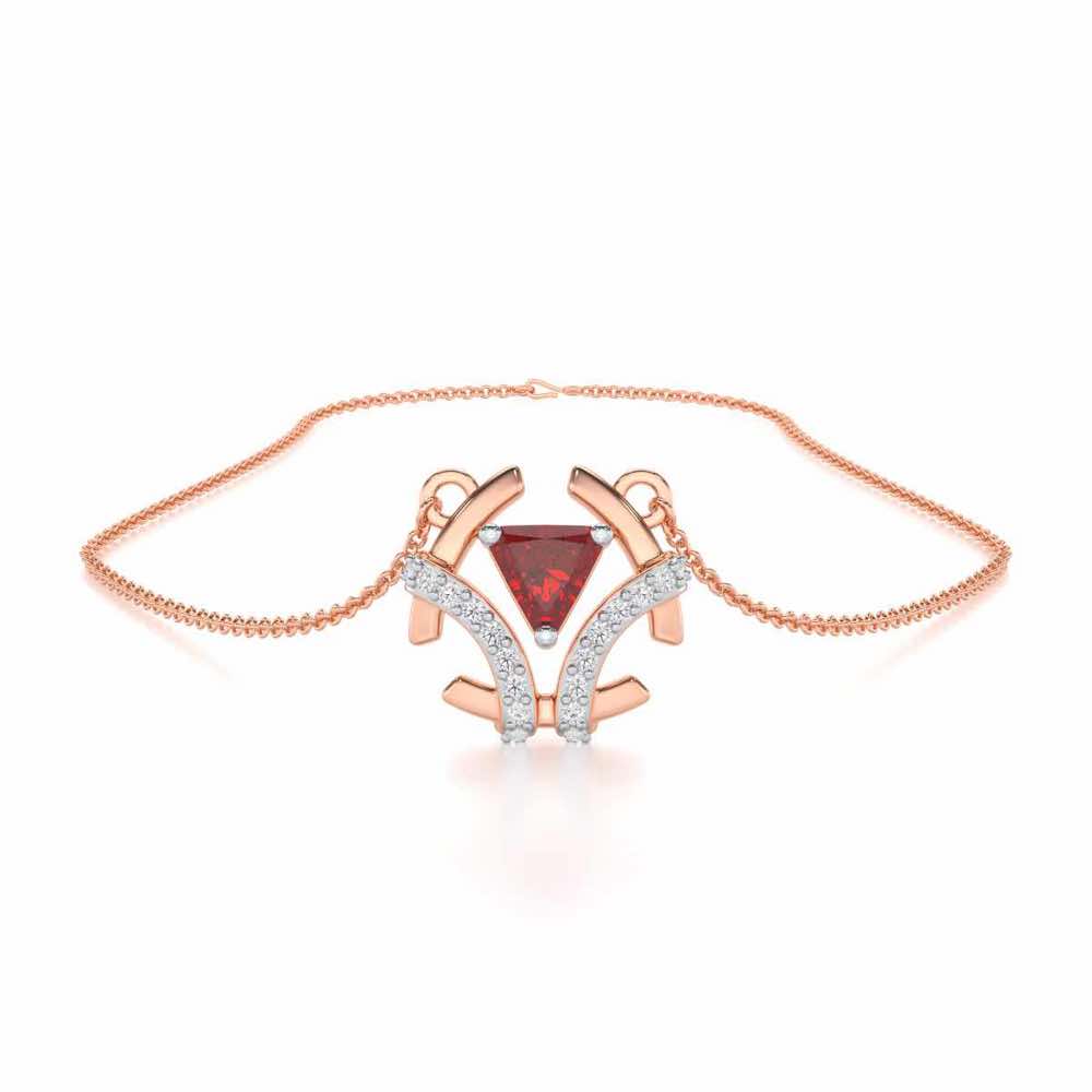 Enchanting Enigma Garnet Silver Pendant - Rose Gold - Image 3