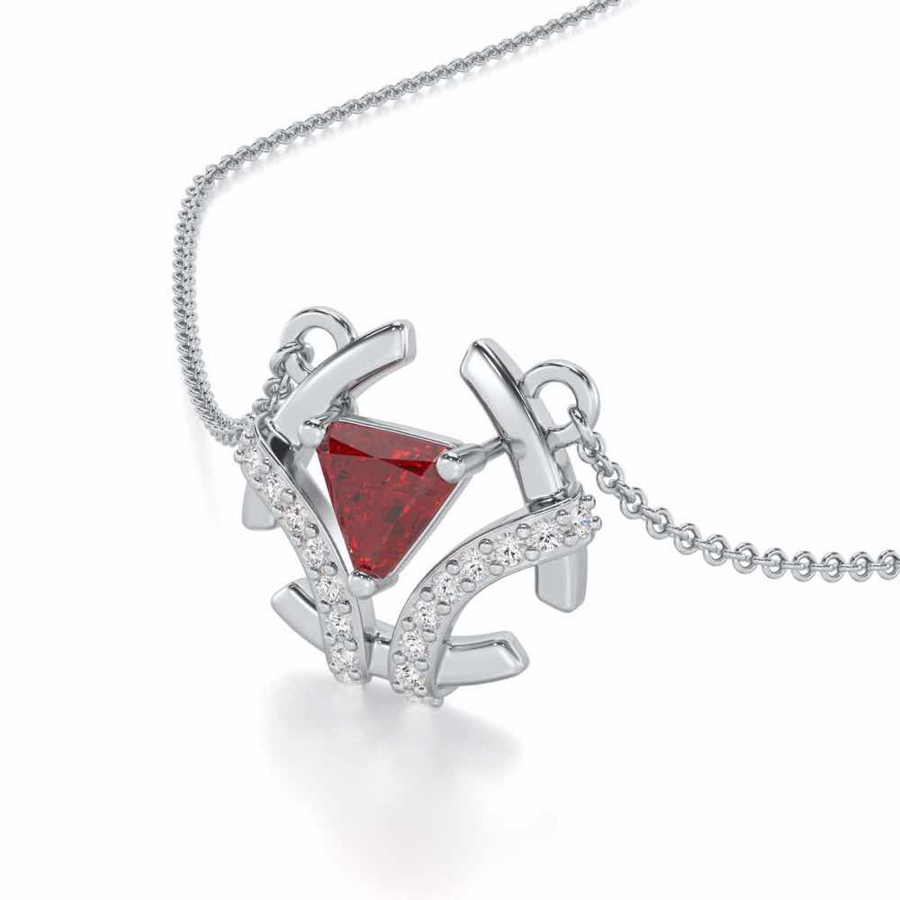 Enchanting Enigma Garnet Silver Pendant - White Gold - Image 1