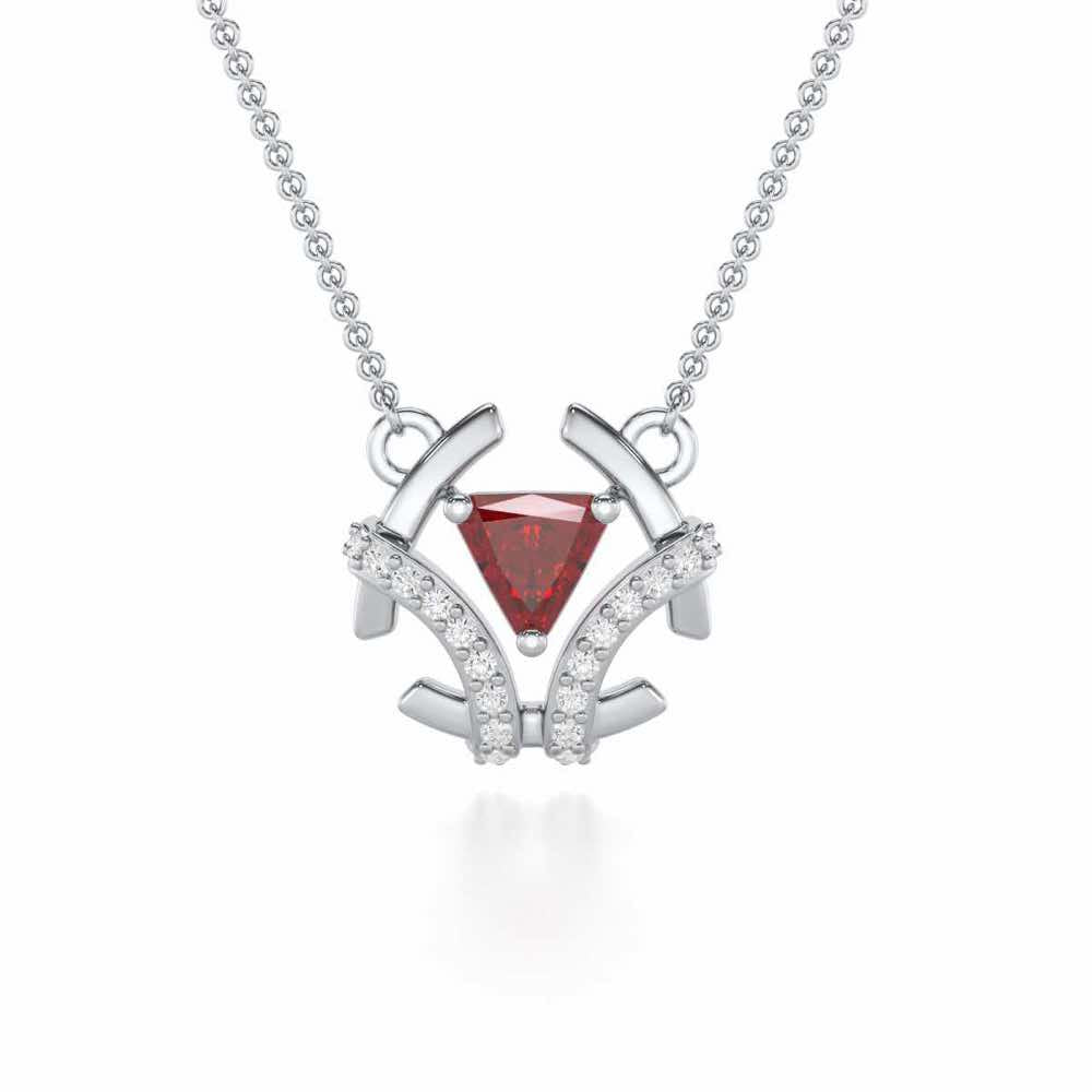 Enchanting Enigma Garnet Silver Pendant - White Gold - Image 2