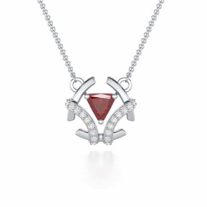 Enchanting Enigma Garnet Silver Pendant - White Gold - Image 2