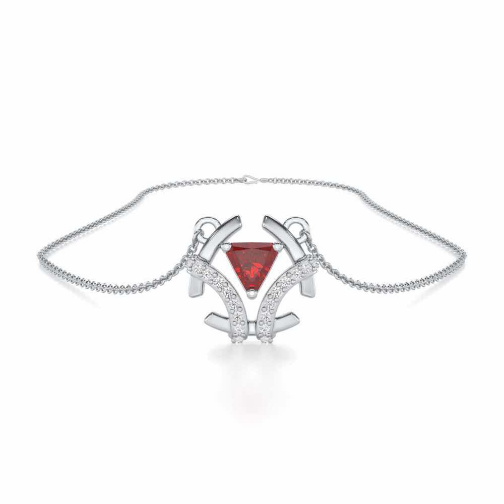 Enchanting Enigma Garnet Silver Pendant - White Gold - Image 3