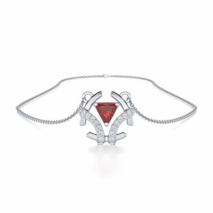 Enchanting Enigma Garnet Silver Pendant - White Gold - Image 3