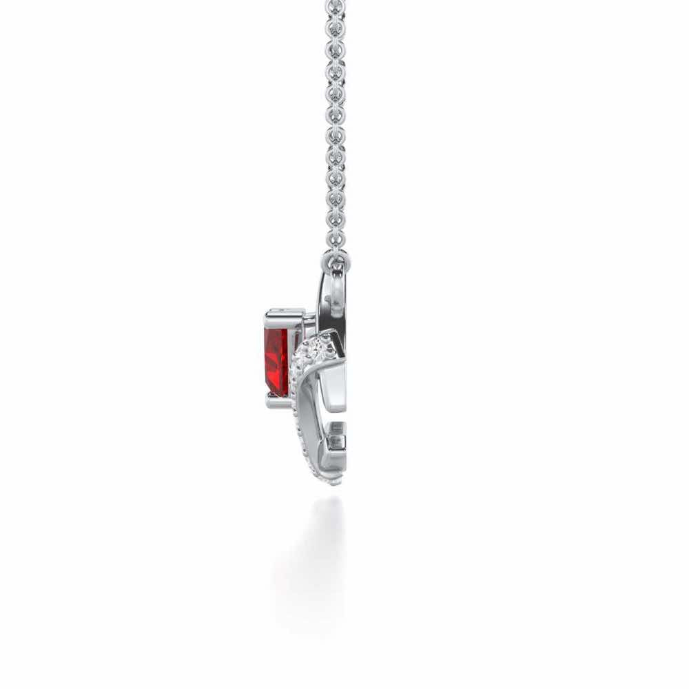 Enchanting Enigma Garnet Silver Pendant - White Gold - Image 4