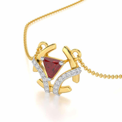 Enchanting Enigma Garnet Silver Pendant - Yellow Gold - Image 1