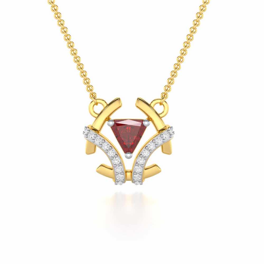 Enchanting Enigma Garnet Silver Pendant - Yellow Gold - Image 2