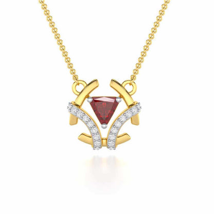 Enchanting Enigma Garnet Silver Pendant - Yellow Gold - Image 2