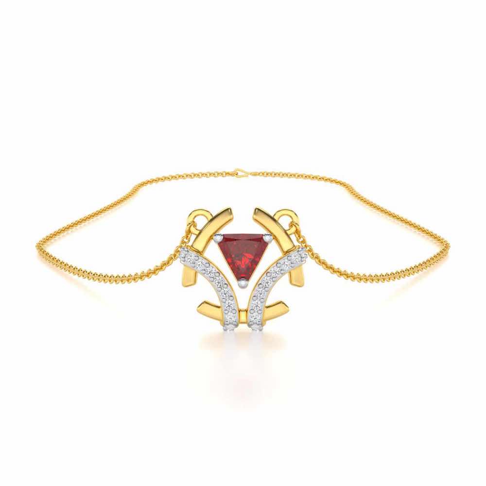 Enchanting Enigma Garnet Silver Pendant - Yellow Gold - Image 3