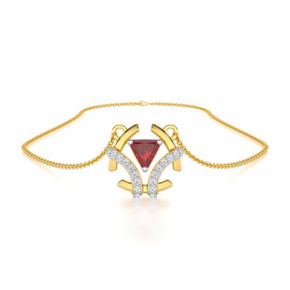 Enchanting Enigma Garnet Silver Pendant - Yellow Gold - Image 3