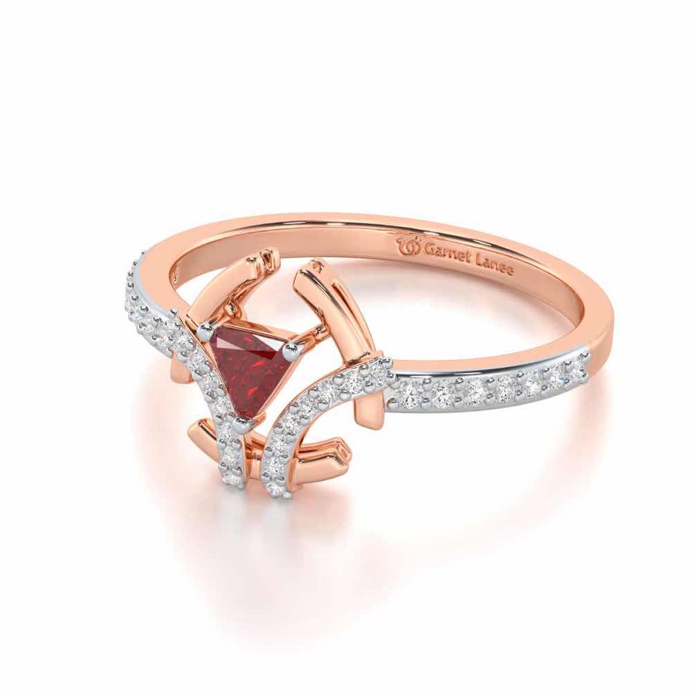 Enchanting Enigma Garnet Silver Rings - Rose Gold - Image 3