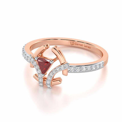 Enchanting Enigma Garnet Silver Rings - Rose Gold - Image 3