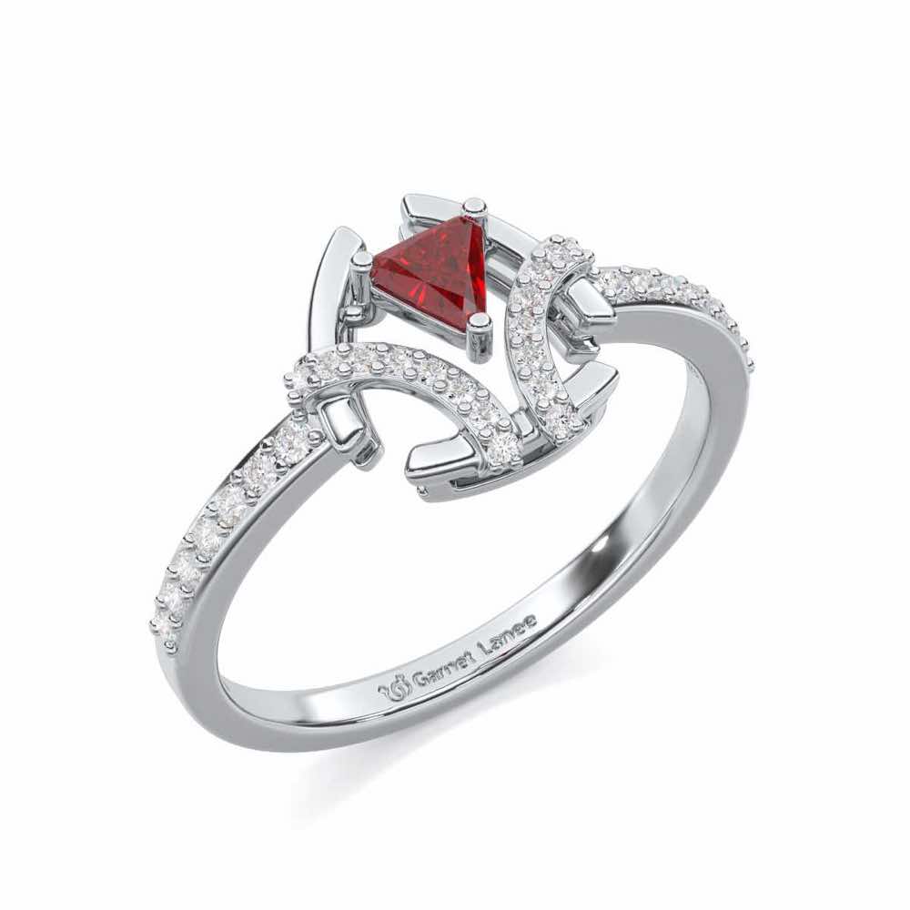 Enchanting Enigma Garnet Silver Rings - White Gold - Image 1