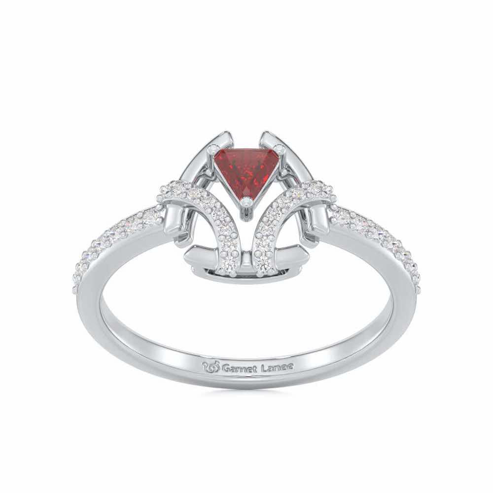 Enchanting Enigma Garnet Silver Rings - White Gold - Image 2