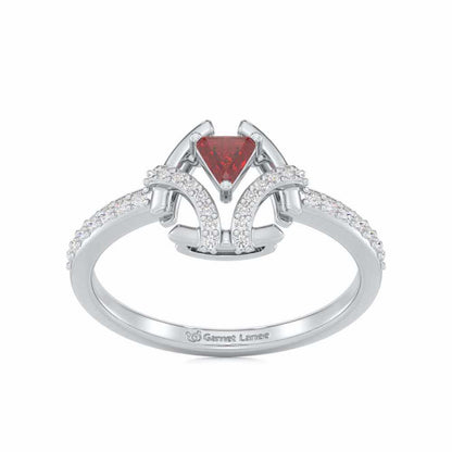 Enchanting Enigma Garnet Silver Rings - White Gold - Image 2