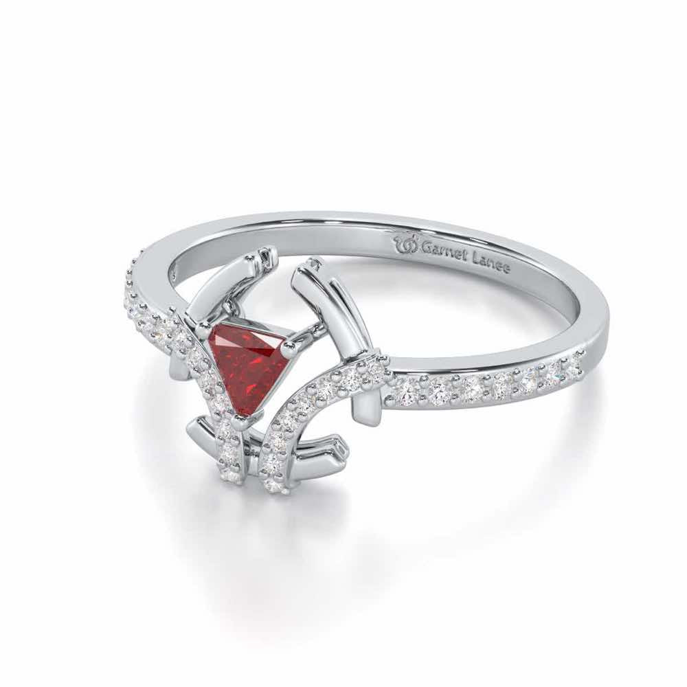 Enchanting Enigma Garnet Silver Rings - White Gold - Image 3