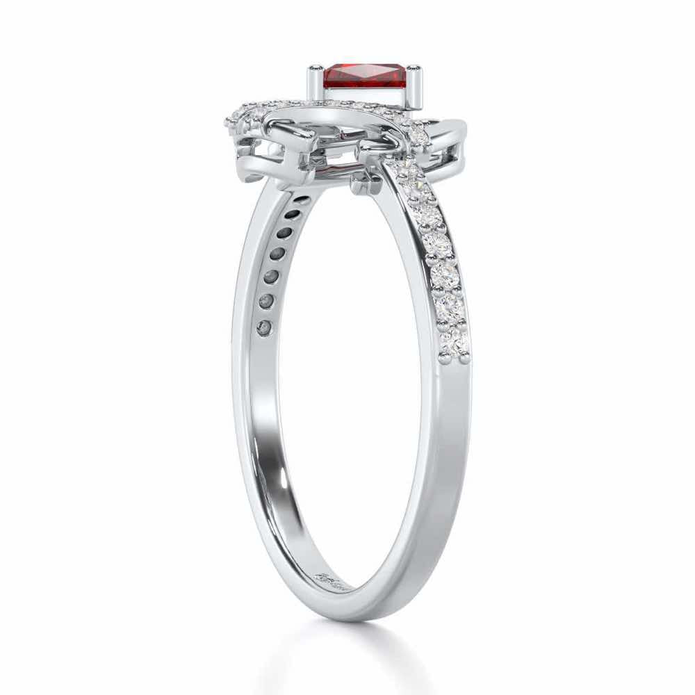 Enchanting Enigma Garnet Silver Rings - White Gold - Image 4
