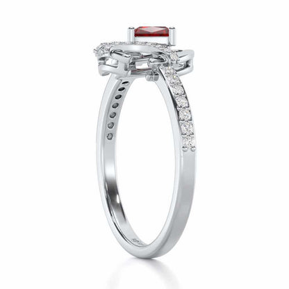 Enchanting Enigma Garnet Silver Rings - White Gold - Image 4