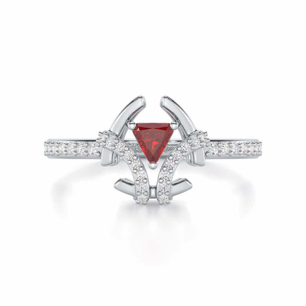 Enchanting Enigma Garnet Silver Rings - White Gold - Image 5