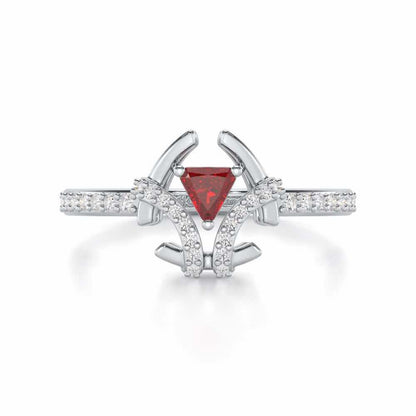 Enchanting Enigma Garnet Silver Rings - White Gold - Image 5