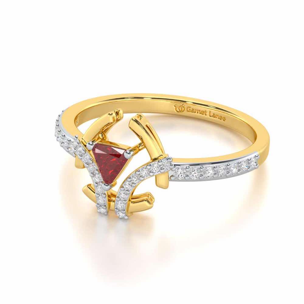 Enchanting Enigma Garnet Silver Rings - Yellow Gold - Image 3