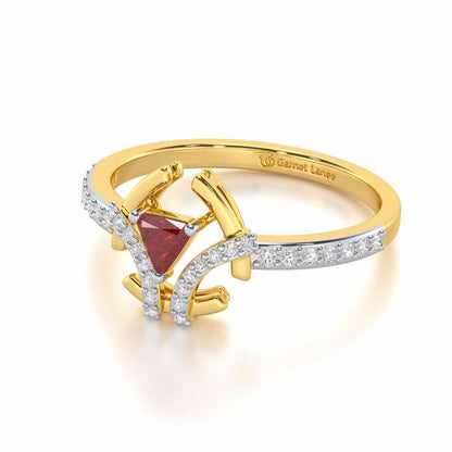 Enchanting Enigma Garnet Silver Rings - Yellow Gold - Image 3