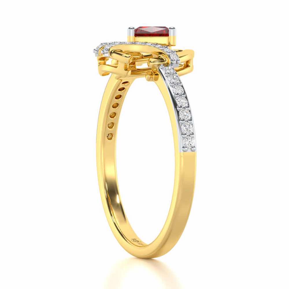 Enchanting Enigma Garnet Silver Rings - Yellow Gold - Image 4