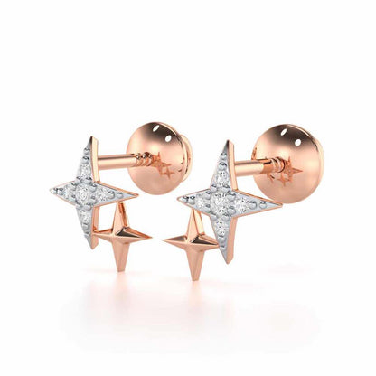 Enchanting Eternity Silver Stud Earrings - Rose Gold - Image 3