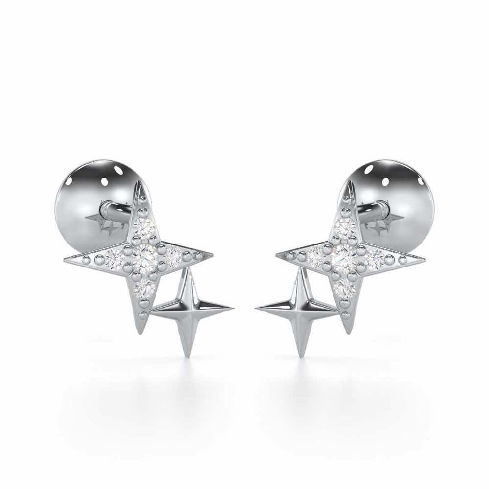 Enchanting Eternity Silver Stud Earrings - White Gold - Image 1