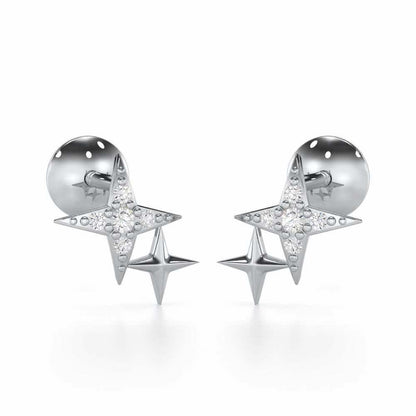 Enchanting Eternity Silver Stud Earrings - White Gold - Image 1