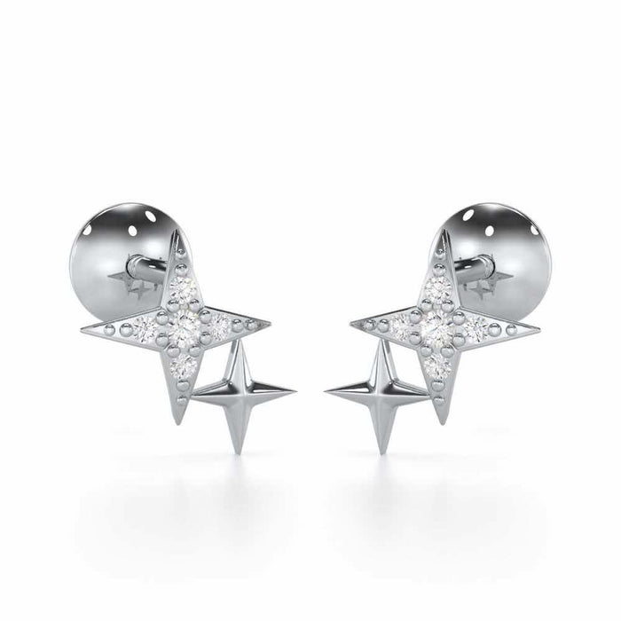 Enchanting Eternity Silver Stud Earrings - White Gold - Image 1